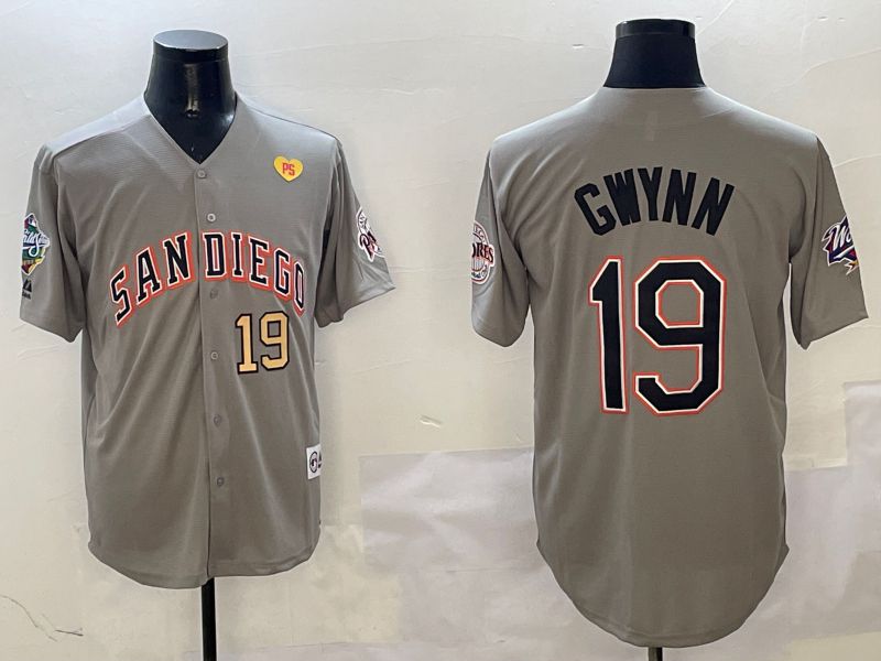 Men San Diego Padres #19 Gwynn Grey Throwback Game 2025 Nike MLB Jersey style 31213